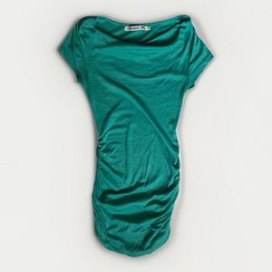 Michael Stars Maternity Ruched Green Tee‎ Shirt Top One Size Women's